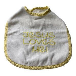 Unisex Yellow & White Terry Bib Jesus Loves Me